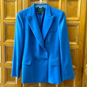 Lauren Ralph Lauren — Double Breasted Blazer. Deep cornflower blue. Size 4P.
